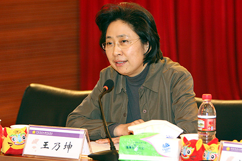 图为中国残联党组副书记、常务副理事长王乃坤讲话
